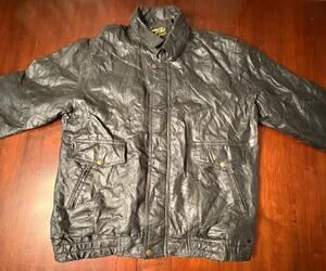 Vintage Leather & Soul Black Leather Bomber Jacket Textured XL